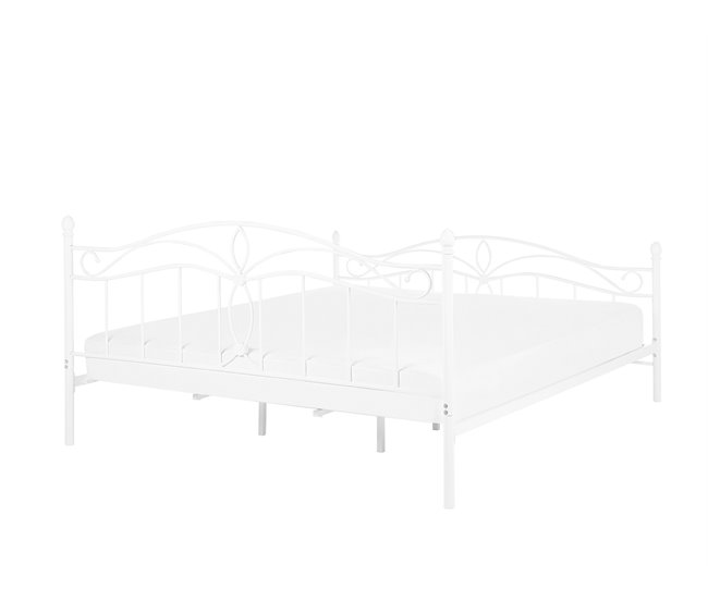 Beliani Cama com estrado Metal ANTLIA 188x209 Branco
