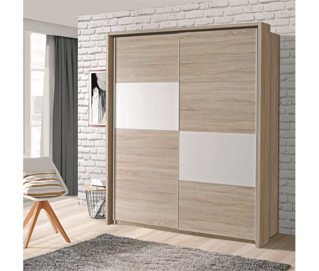 Roupeiro SKIVE portas deslizantes 170x209cm Carvalho
