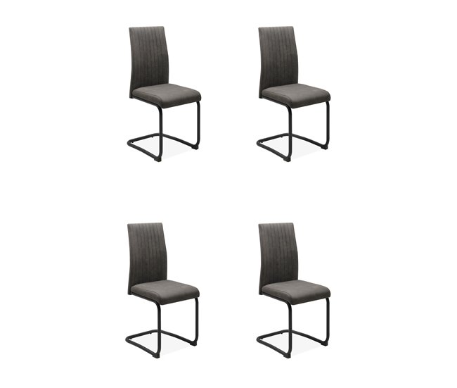 Conjunto de 4 cadeiras de jantar tapizadas em tecido ELKE Antracite