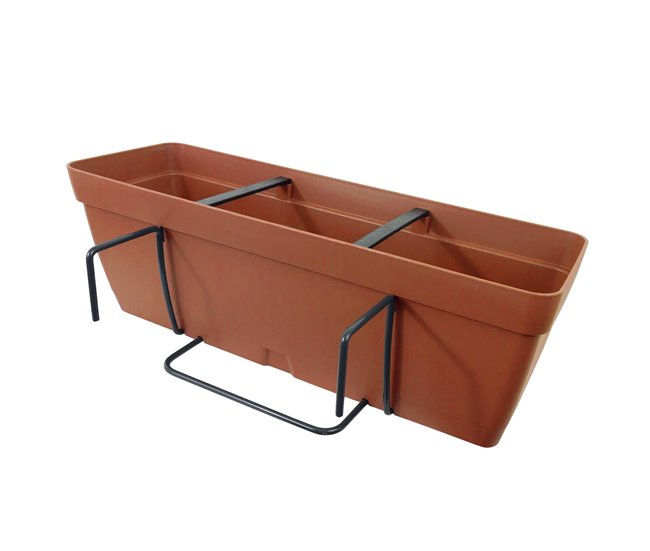 Jardineiro de 40 cm com suporte de fixação curva Terracota