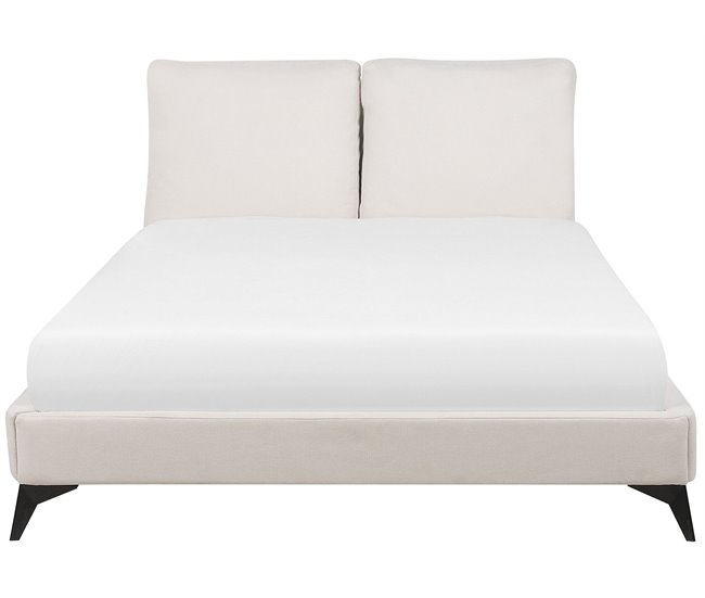 Beliani Cama com estrado Chenille MELLE 175x240 Bege