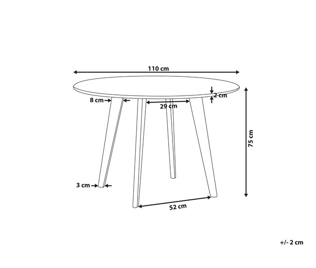 Beliani Mesa de comedor MOSBY 110x110 Cinza