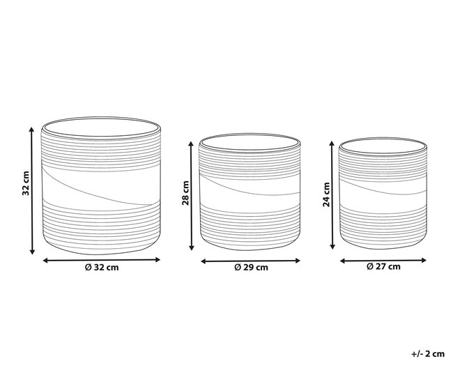 Beliani Conjunto de 3 vasos para plantas RATTAIL Bege