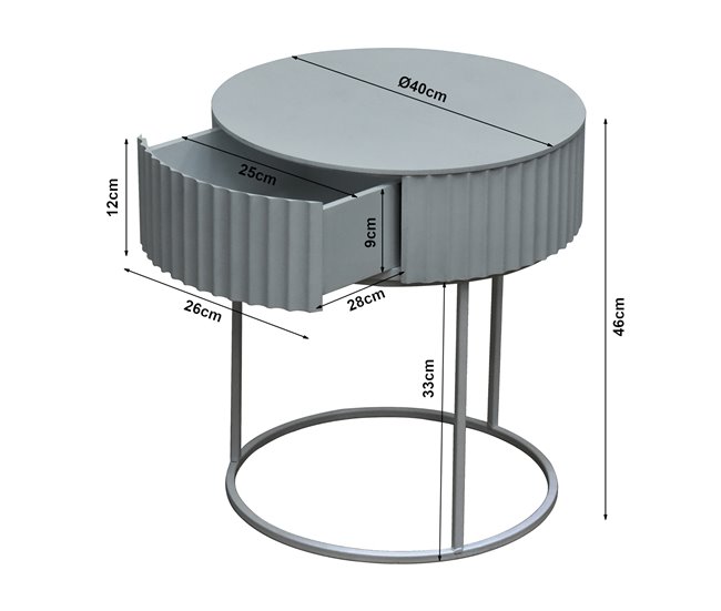 Mesa de apoio Rill redonda com gaveta [en.casa] 40x40 Branco