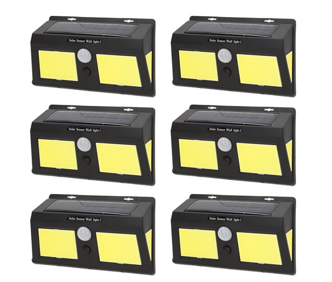 Aktive Conjunto de 6 luminárias solares LED de 500 lúmens Preto
