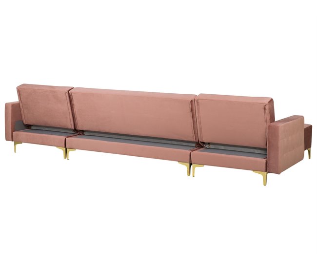 Beliani Sofá-cama Veludo ABERDEEN Areia