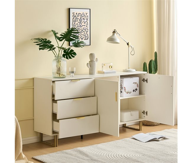 Aparador com 2 portas e 3 gavetas Branco