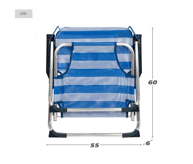 Aktive Pack 2 cadeiras de praia às riscas fixas e dobráveis Multicor
