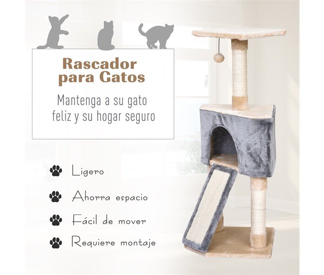 Arranhador para Gatos Aglomerado e Sisal PawHut Marfim