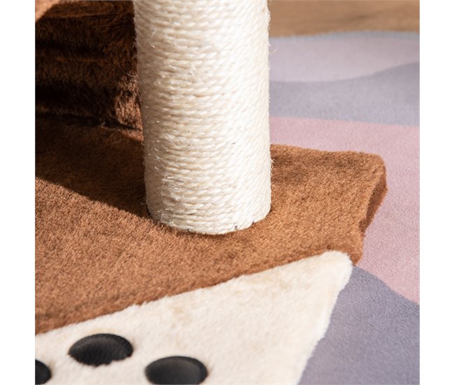 Arranhador para Gatos Aglomerado de Madeira, Pelúcia e Sisal Castanho