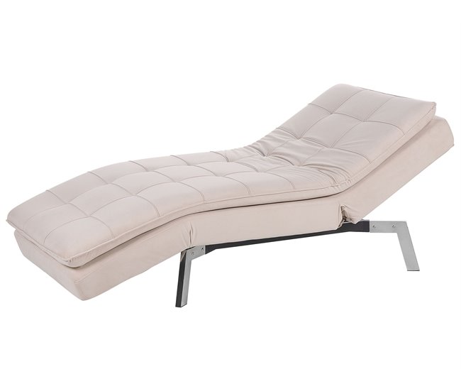 Beliani Chaise longue Terciopelo LOIRET Bege