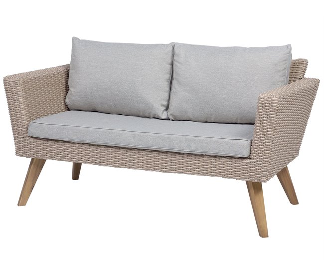 Beliani Conjunto lounge Ratan sintético VITTORIA Cinza Escuro