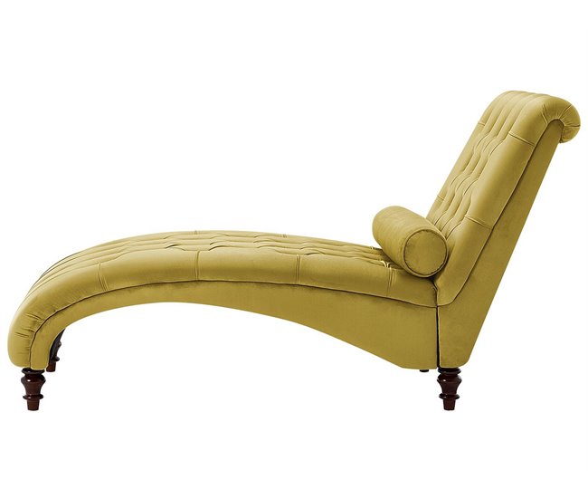 Beliani Chaise longue Terciopelo MURET Bege