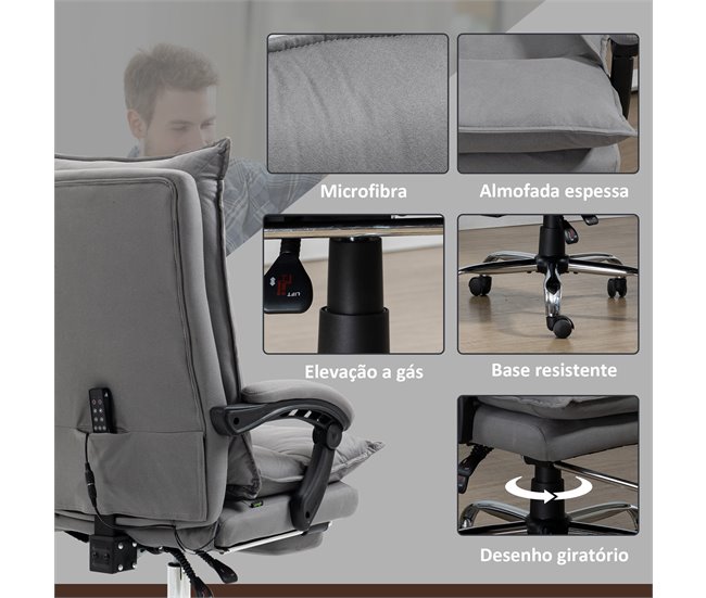 Cadeira de Escritório Poliéster, Espuma, Aço e Placa Multicamadas Cinza