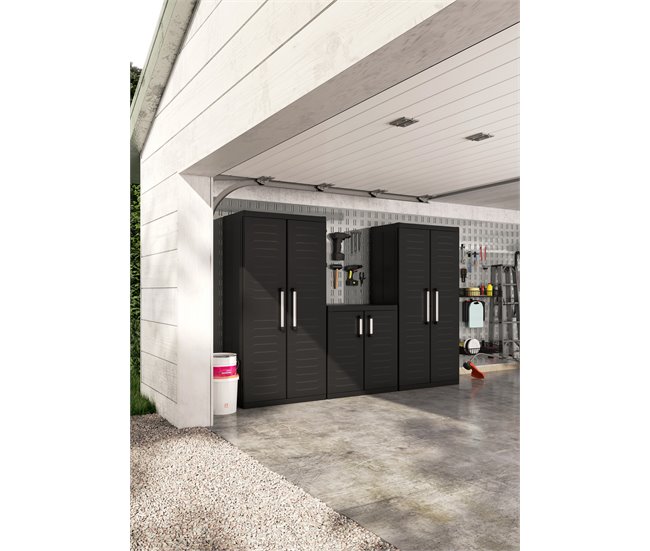 Armário resina exterior baixo DETROIT XL 93x89x54cm preto Preto