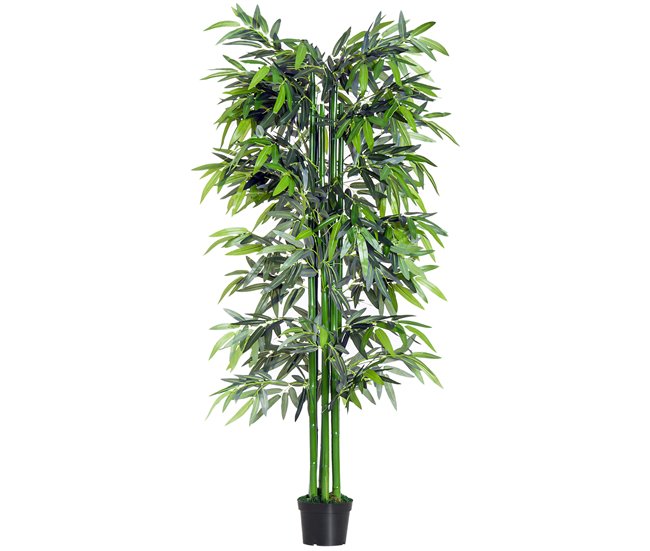 Bambú Artificial PE e cimento Outsunny Verde