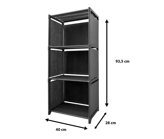 Prateleira de Organização 4 Pisos PVC e Tecido Nyana Home 93x41x29 cm 41 Preto