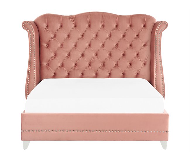 Beliani Cama Veludo AYETTE 205x215 Cinza