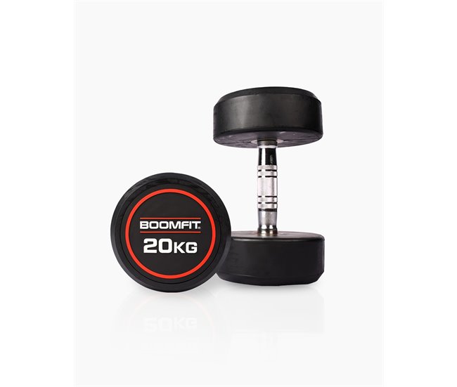 Halteres Redondos de Musculação 20Kg (Par) - BOOMFIT Preto