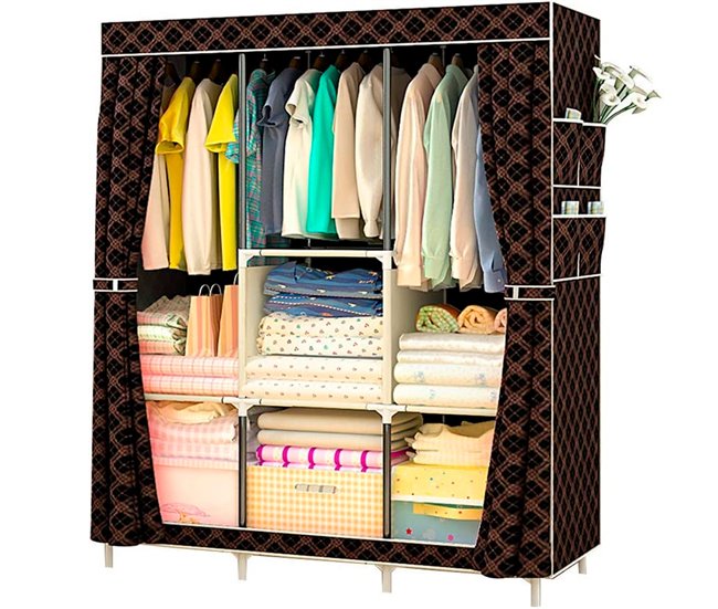 Guarda-roupa de Tecido com Bolsos Laterais Nyana Home Estampado