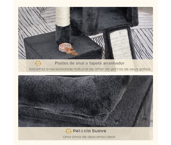 Arranhador para Gatos Aglomerado de Madeira e Sisal PawHut Cinza