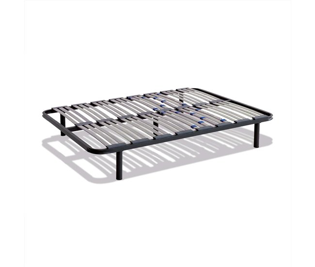 Base de cama com várias ripas em tubo de aço - apoio lombar com pernas 