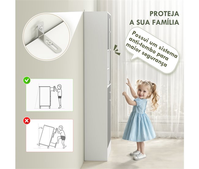 Armário Casa de Banho Melamina de Madeira e Vidro HOMCOM Branco