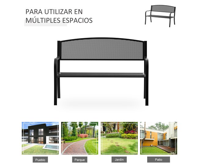 Banco de Exerior Aço Outsunny 127x60 Preto