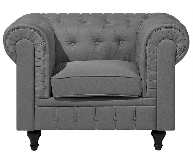 Beliani Conjunto de sofás CHESTERFIELD Cinza Claro