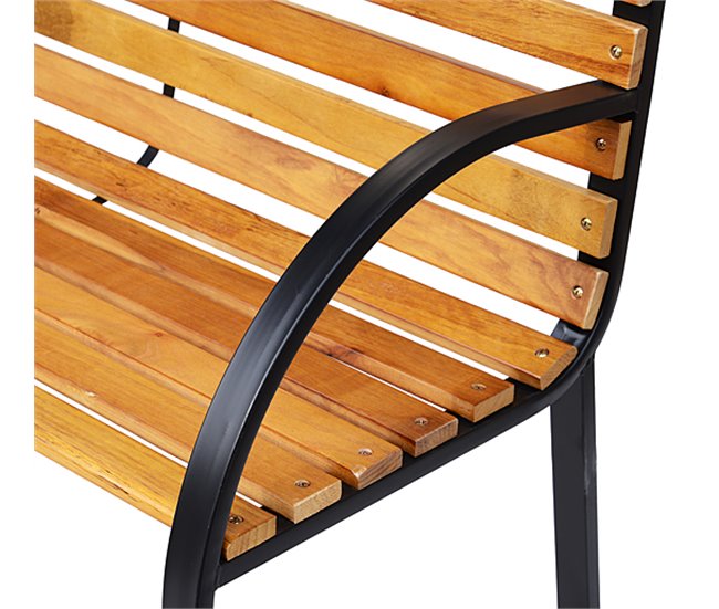 Banco de parque Aço e madeira Outsunny 122x60 Castanho