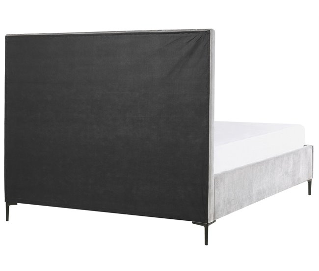 Beliani Cama con almacenaje Terciopelo SEZANNE 150x215 Azul Marino
