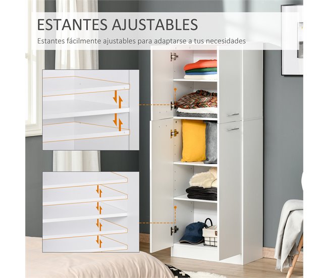 Armário Melamina HOMCOM, casa - cozinha Branco