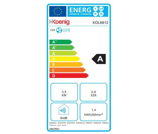 Ar condicionado portátil reversível Kol6812 H.koenig Branco/cinza