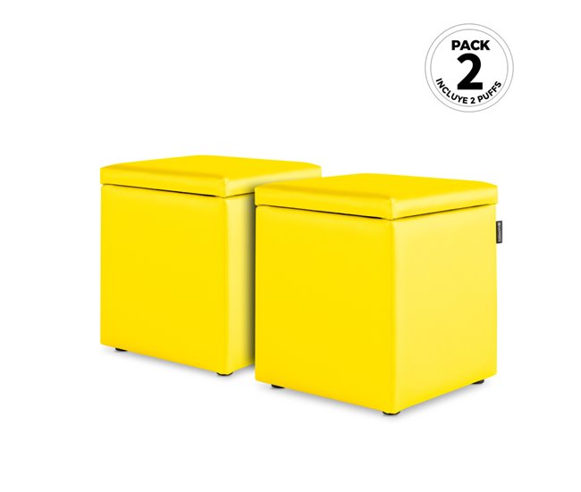 Puff Cube Arcon Leatherette Abafador marinho interno HAPPERS Amarelo