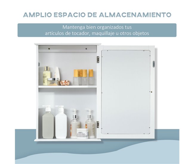 Armário com Espelho para Casa de Banho MDF, vidro kleankin Branco