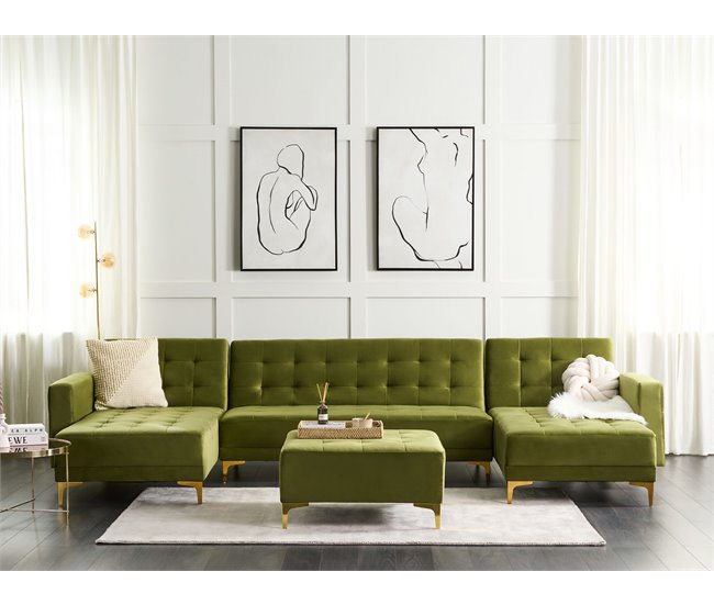 Beliani Sofá-cama Veludo ABERDEEN Verde