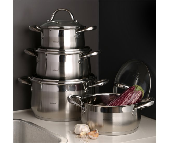 Trem de cozinha GOURMET da marca BERGNER 8 peças Cinza