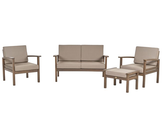 Beliani Conjunto lounge Madeira de acácia MANILA Castanho