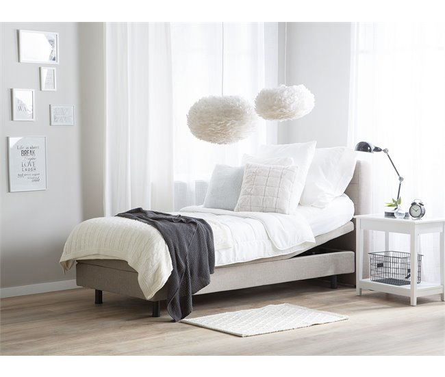 Beliani Cama com estrado Poliéster DUKE 92x216 Bege