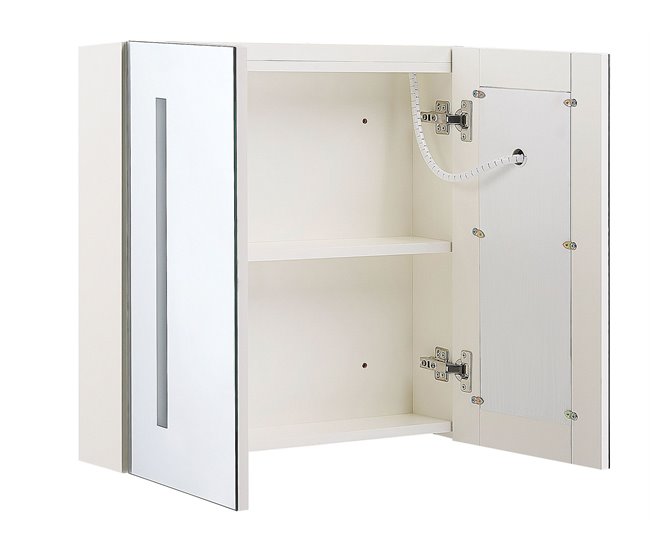 Armário de casa de banho com espelho e LED CHABUNCO Branco