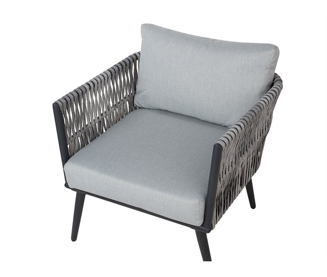 Beliani Conjunto lounge Ratan sintético PREVEZA Cinza Claro