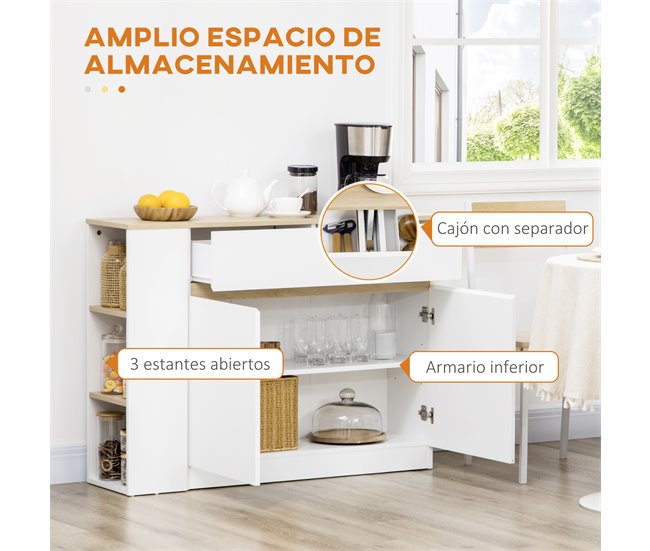 Aparador melamina de madeira HOMCOM Branco