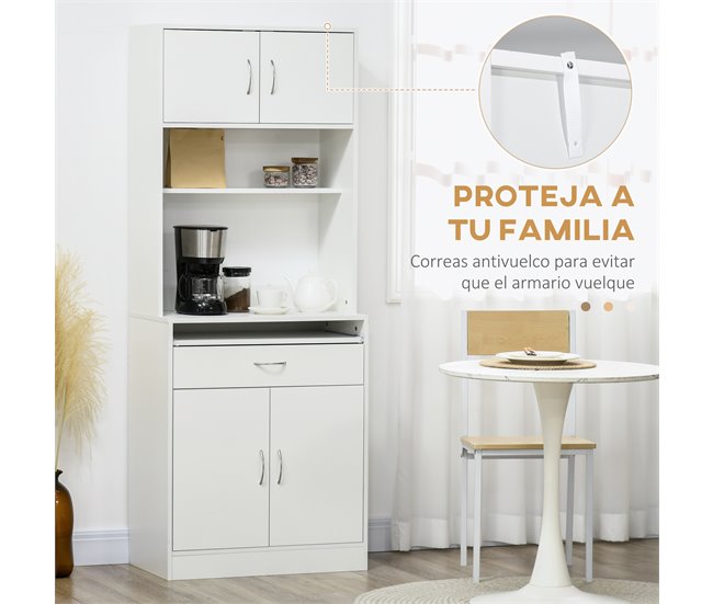 Armário de Cozinha Melamina de Madeira HOMCOM, casa - cozinha 70 Branco