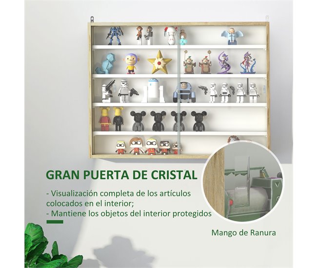 Vitrine de Parede Melamina de Madeira e Vidro HOMCOM Castanho