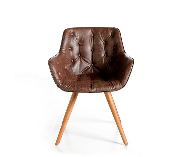 ANGEL CERDA Cadeira em couro ecológico castanho chocolate Nogal