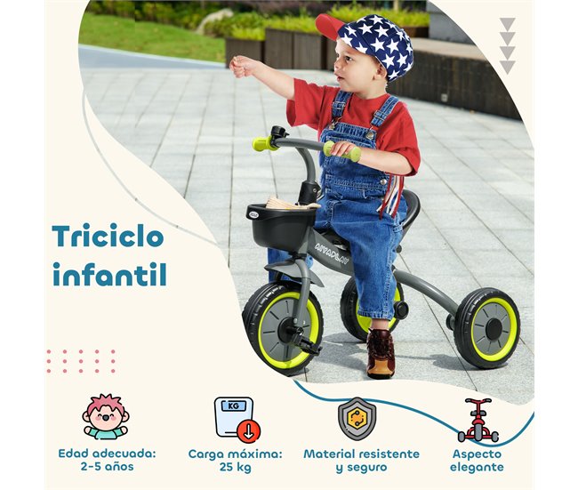Triciclo para Crianças Metal, EVA, Polipropileno e PE AIYAPLAY Preto
