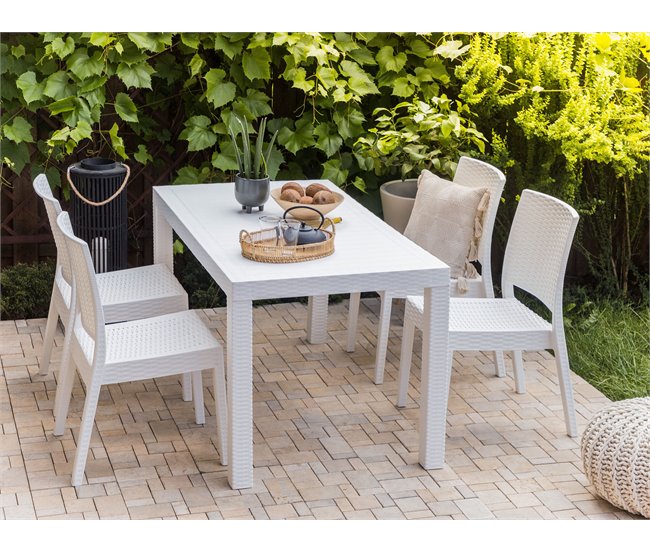 Beliani Mesa de jardim FOSSANO 80x140 Branco