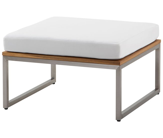 Beliani Conjunto lounge Madeira de acácia BERMUDA Branco/ Bege