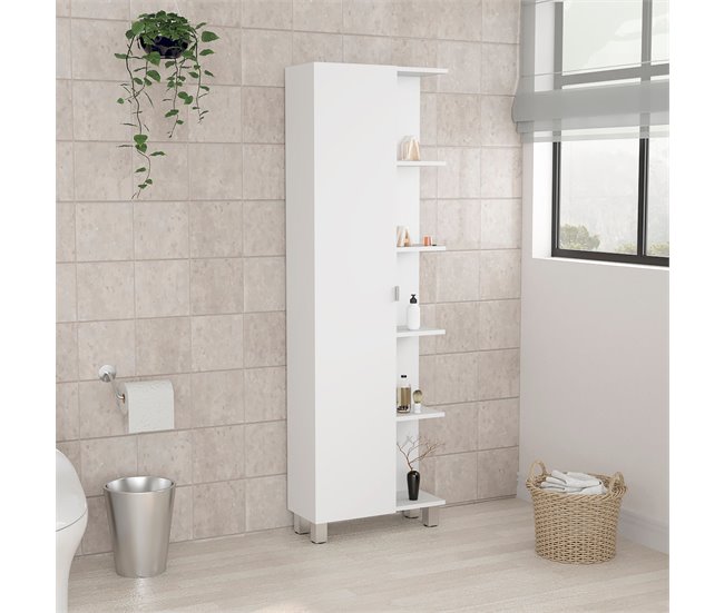 Armário da casa de banho Urano Corner, com 5 prateleiras Branco
