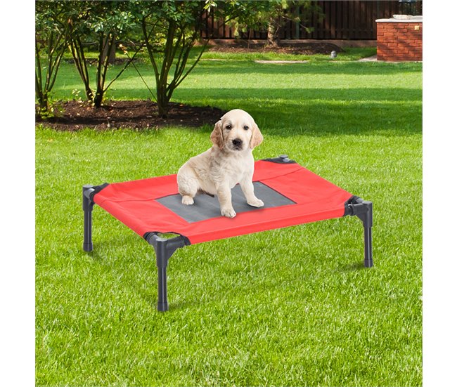 Cama para animais de estimação Metal e tecido Oxford PawHut Preto/ Vermelho
